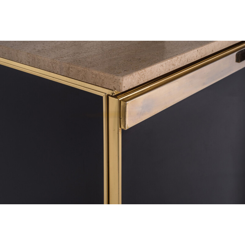 Vintage highboard in brass with travertine top by Belgo chrom