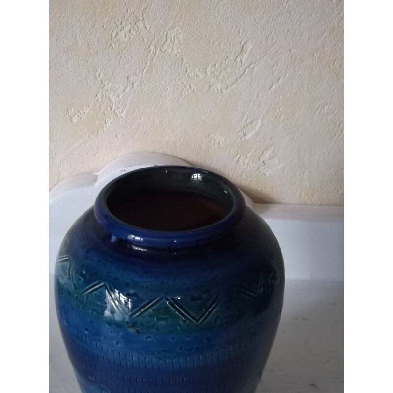 Vintage blue vase in ceramic by Londi for Bitossi 