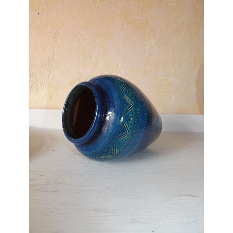 Vase bleu vintage en céramique par Londi pour Bitossi