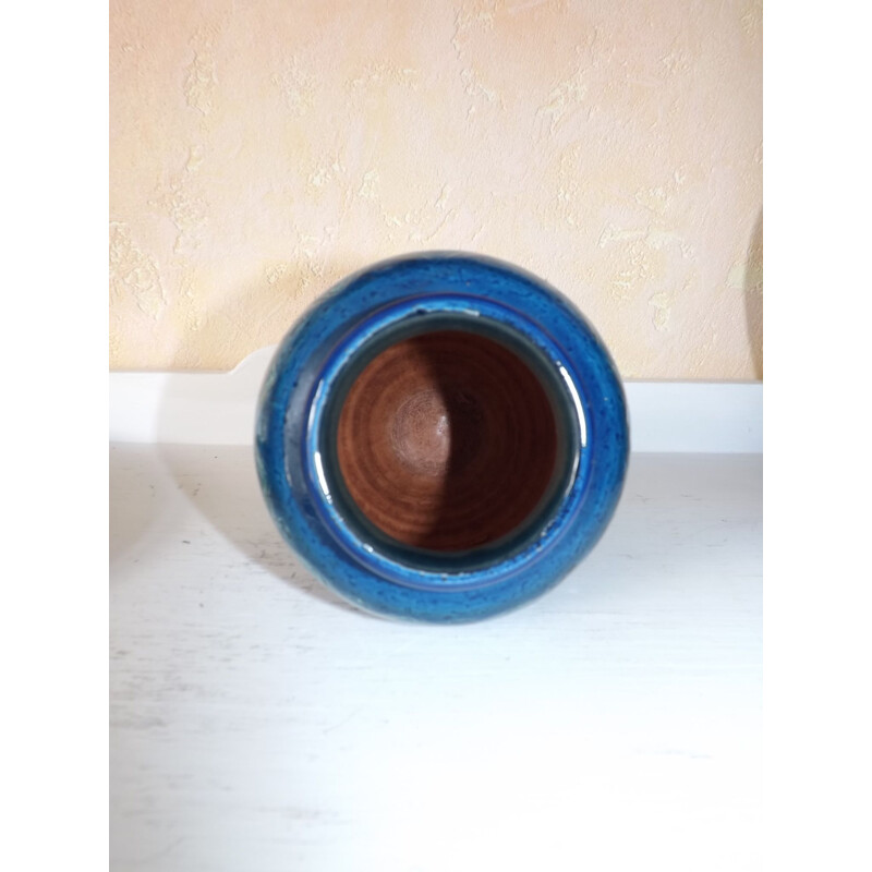 Vintage blue vase in ceramic by Londi for Bitossi 