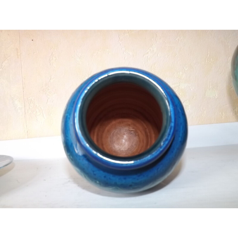 Vintage blue vase in ceramic by Londi for Bitossi 