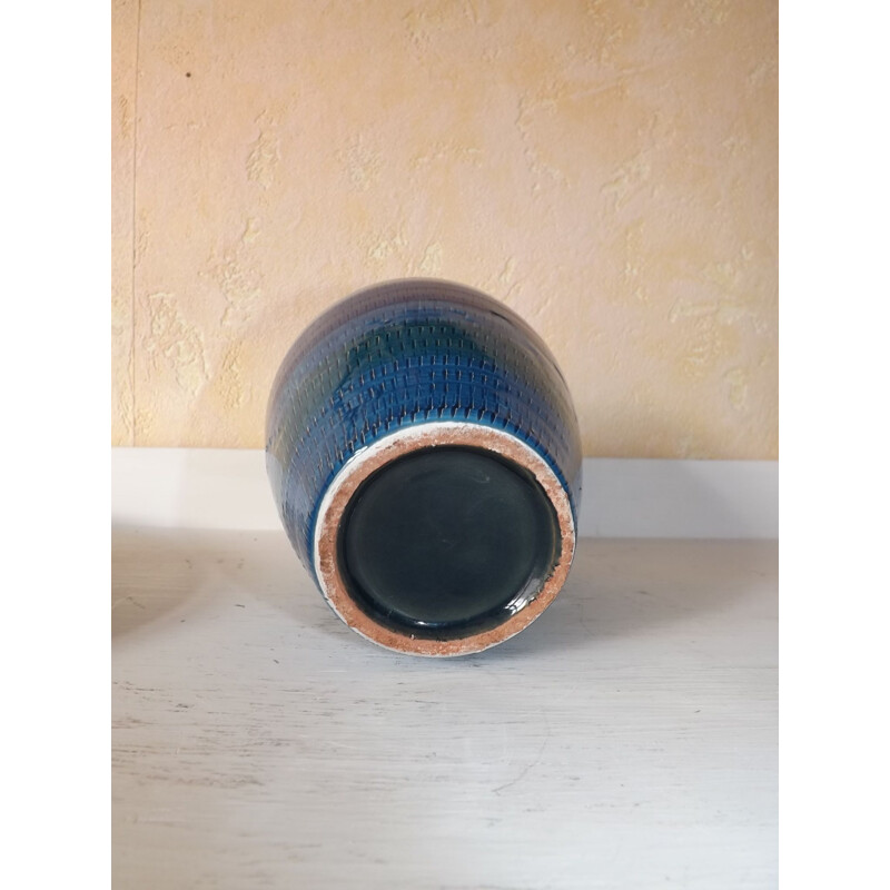 Vintage blue vase in ceramic by Londi for Bitossi 