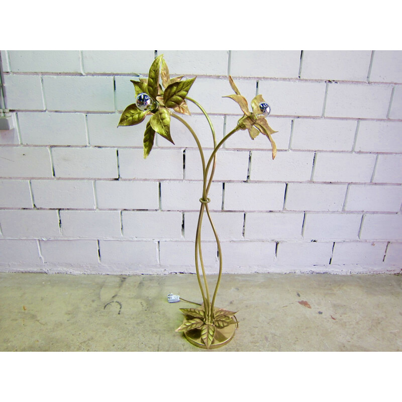 Vintage gilded floorlamp with floral design