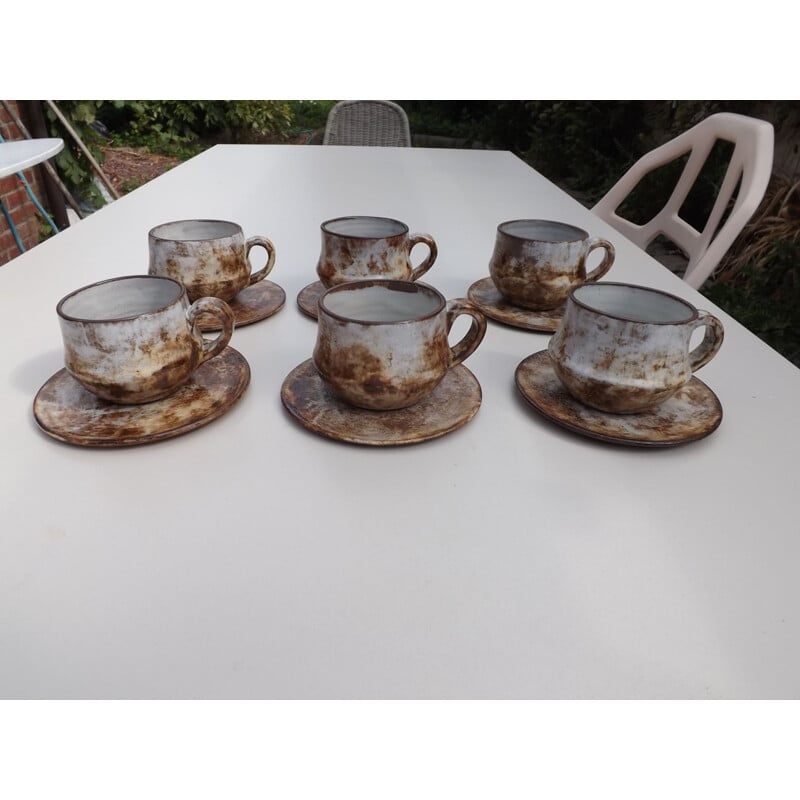 Vintage set of 6 cups and saucer by Alexander Kostanda Vallauris