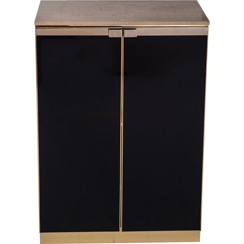 Vintage highboard in brass with travertine top by Belgo chrom