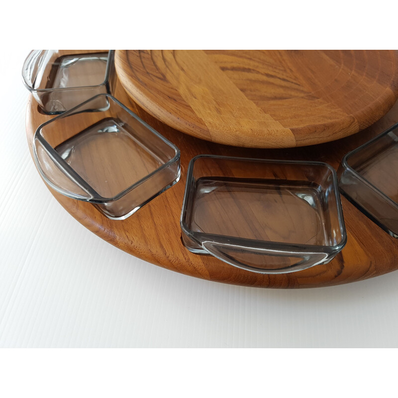 Vintage carousel tray in teak for Digsmed