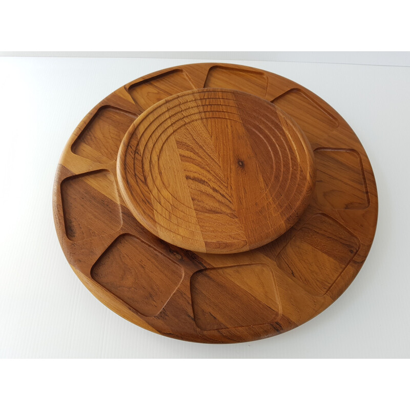 Vintage carousel tray in teak for Digsmed