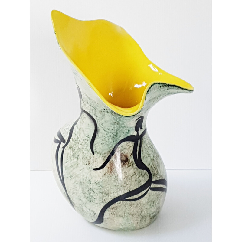 Vase vintage jaune en céramique par Joal