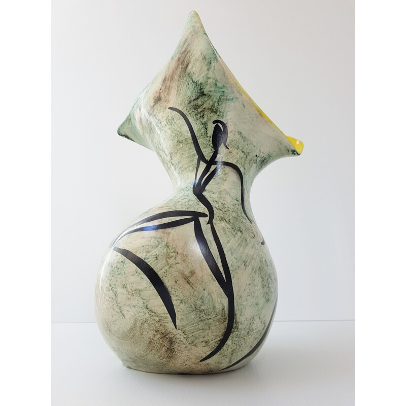 Vase vintage jaune en céramique par Joal
