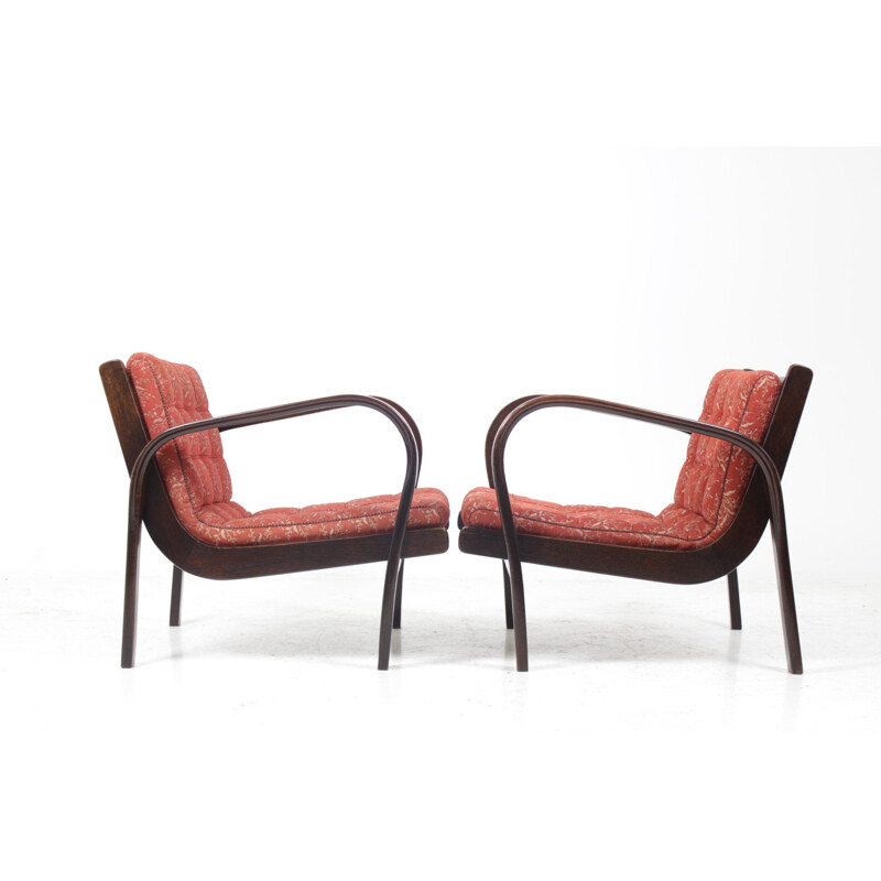 Set of 2 vintage armchairs and coffee table by Karel Kozelka & Antonín Kropáček