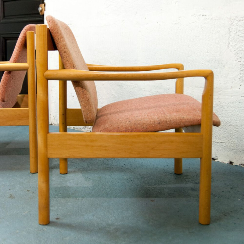 Set of 2 armchairs in oak wood by Ercol