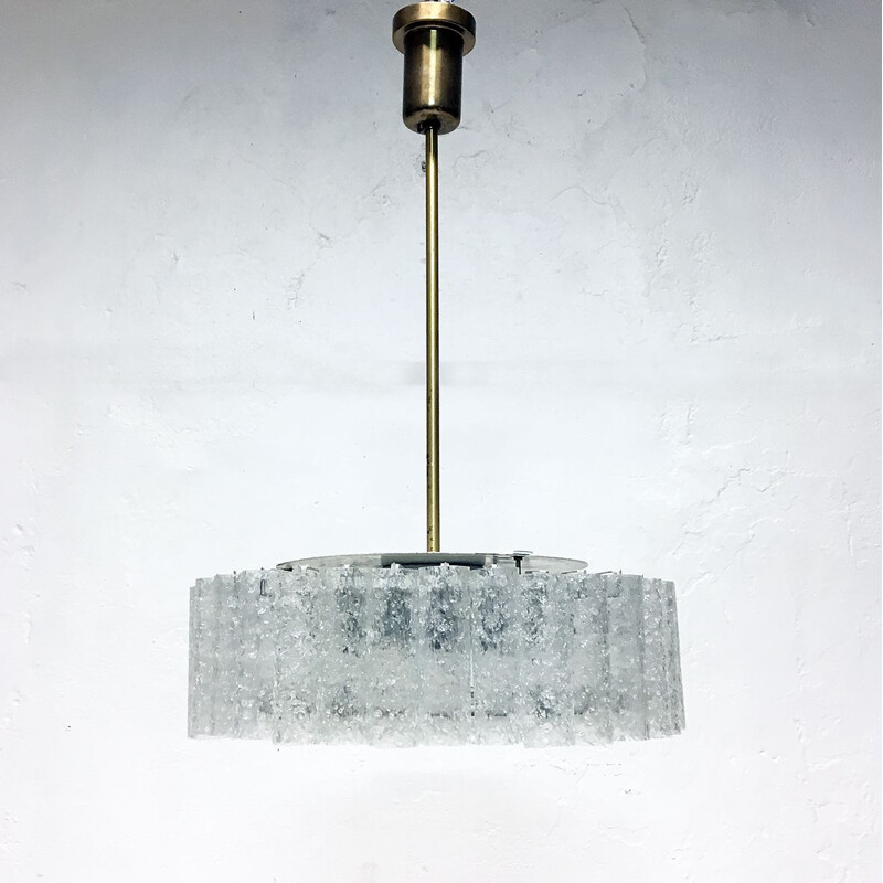 Vintage German chandelier in ice glass by Doria Leuchten