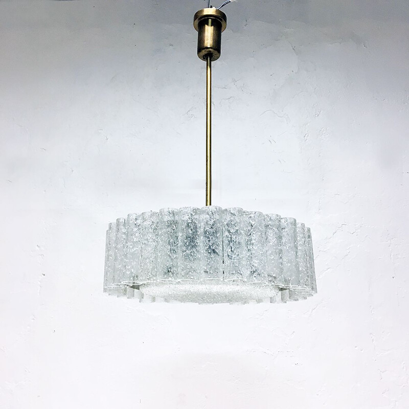 Lustre vintage allemand en verre de glace par Doria Leuchten