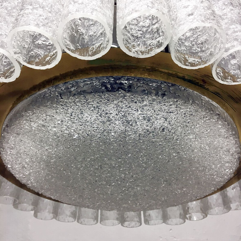 Lustre vintage allemand en verre de glace par Doria Leuchten