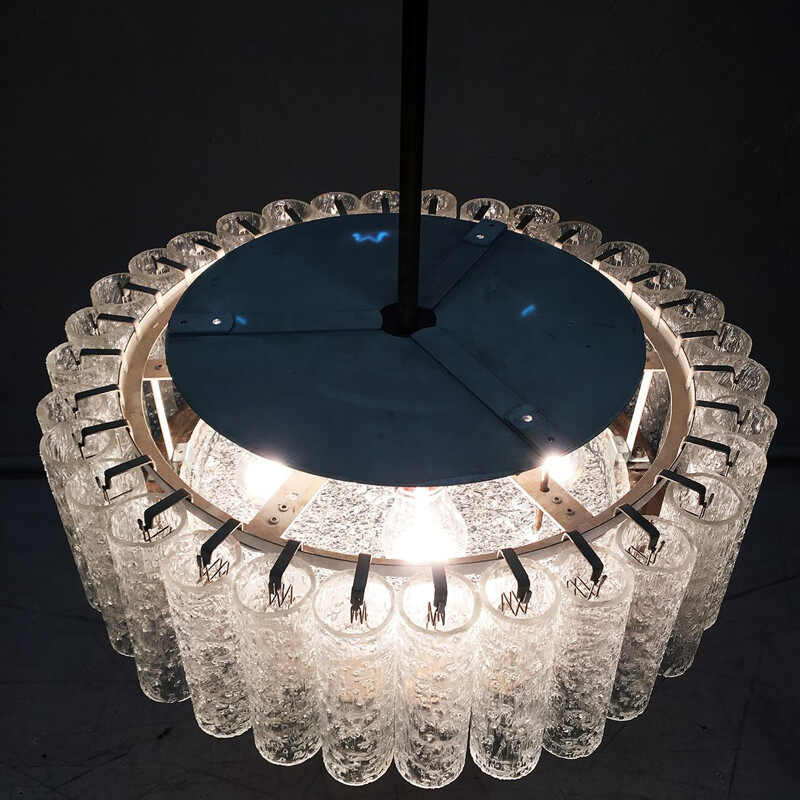 Vintage German chandelier in ice glass by Doria Leuchten