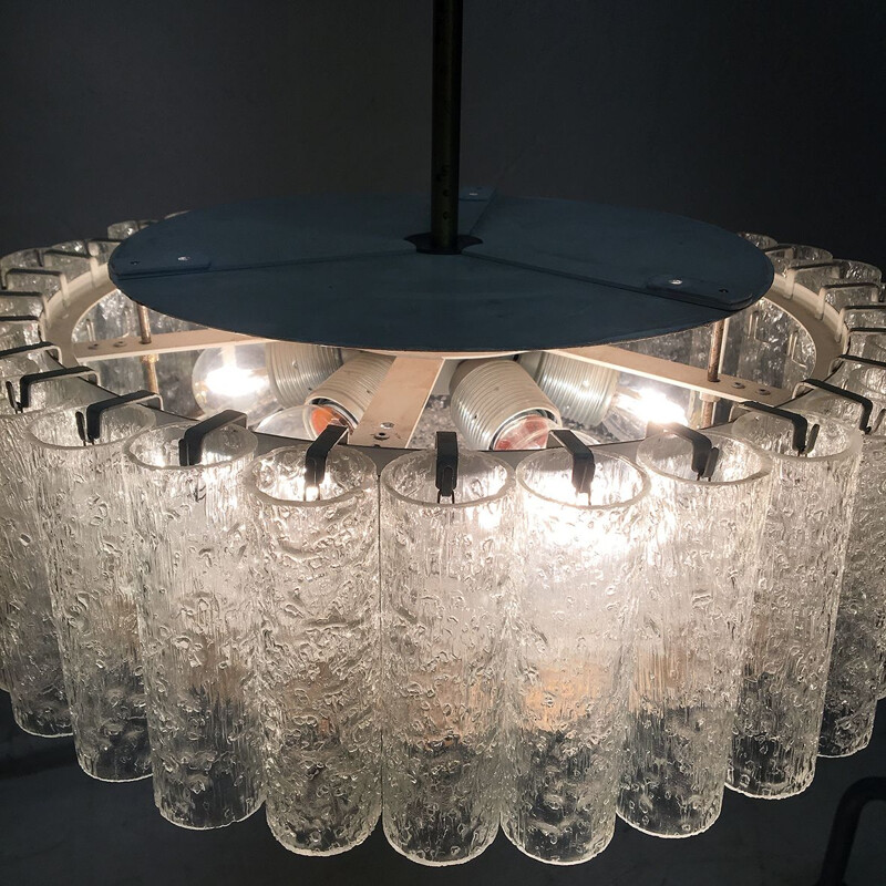 Vintage German chandelier in ice glass by Doria Leuchten