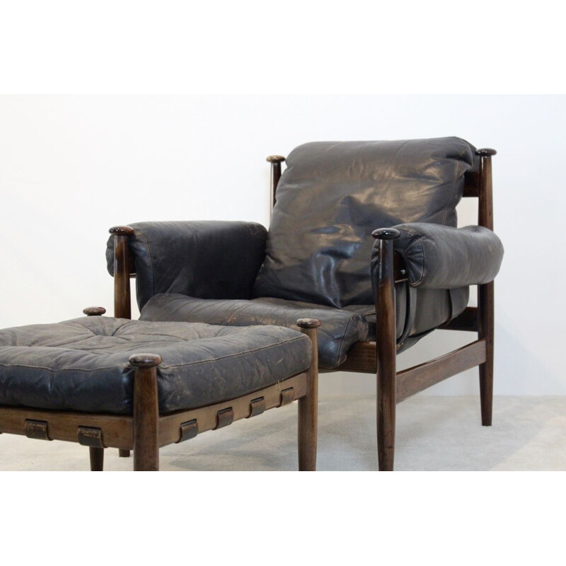 Vintage armchair and ottoman "Armiral" by Erik Merthen for Ire Möbler