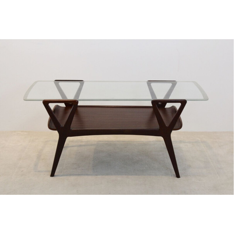 Scandinavische vintage salontafel van teakhout en glas, 1960