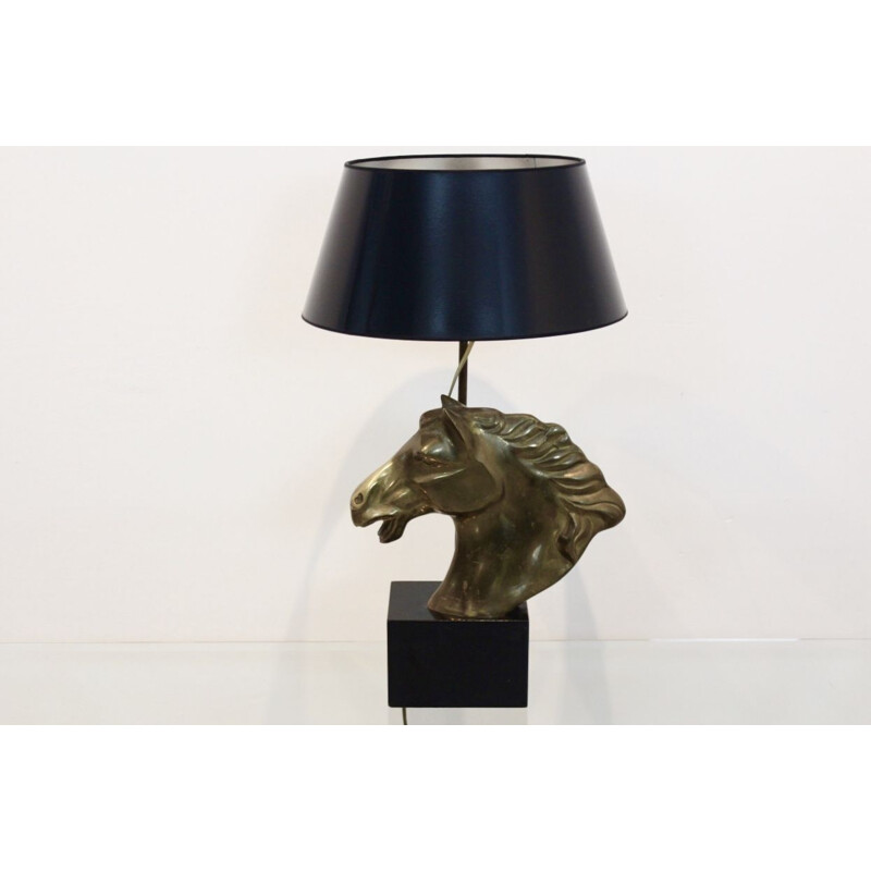 Vintage table lamp "Cheval" in brass, France 1970