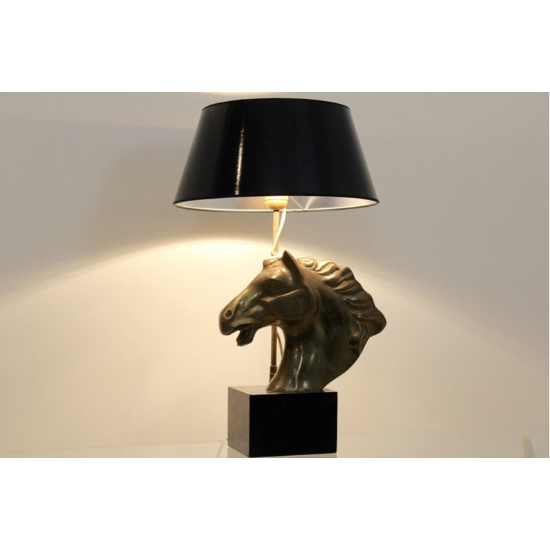 Vintage table lamp "Cheval" in brass, France 1970