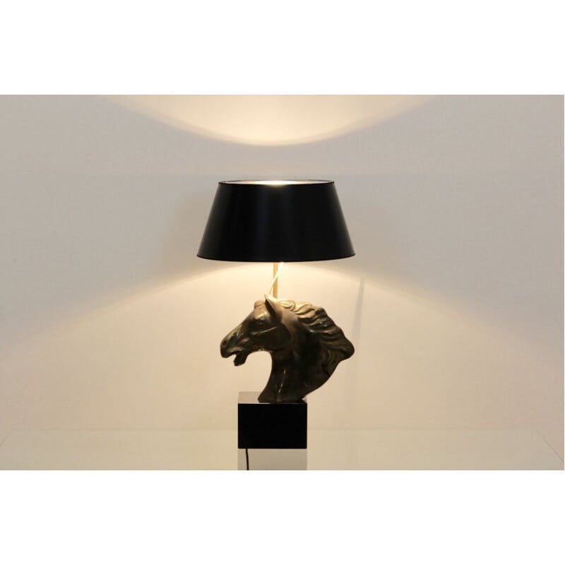 Vintage table lamp "Cheval" in brass, France 1970