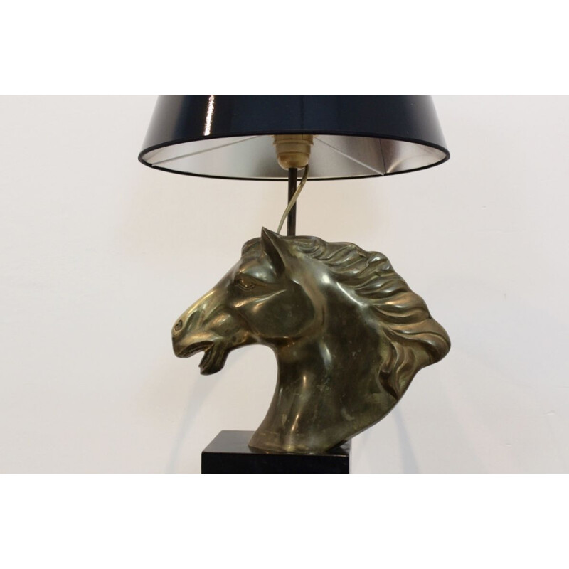 Vintage table lamp "Cheval" in brass, France 1970