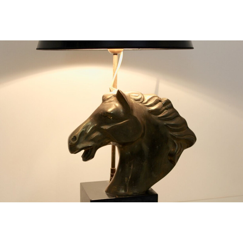 Vintage table lamp "Cheval" in brass, France 1970