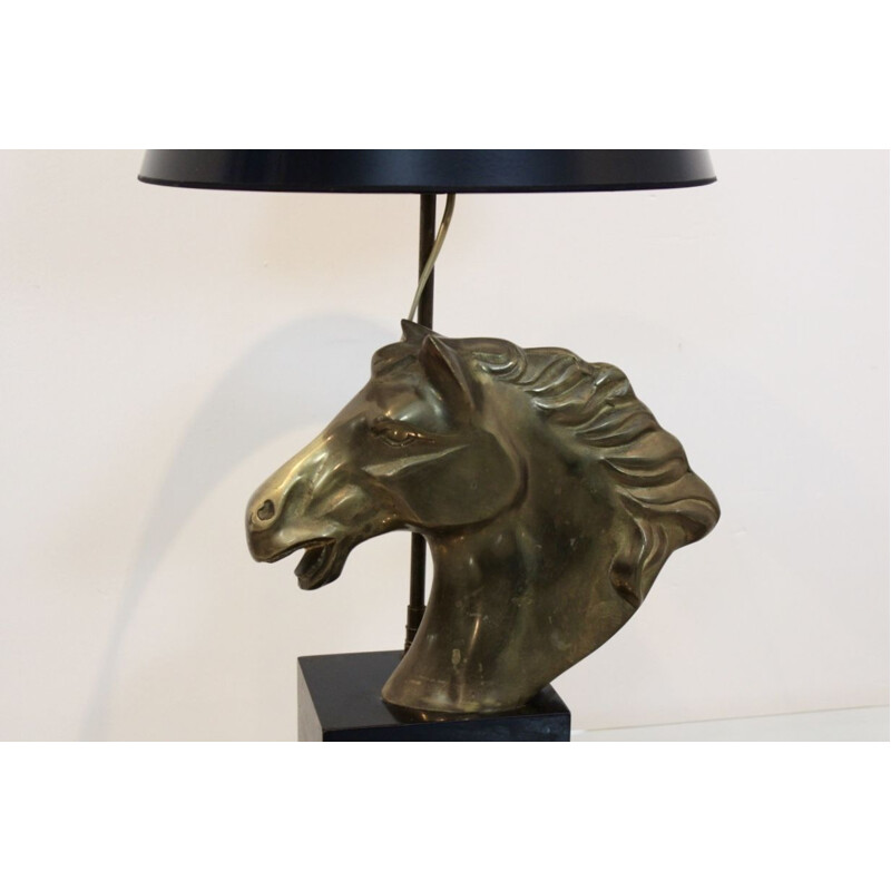 Vintage table lamp "Cheval" in brass, France 1970