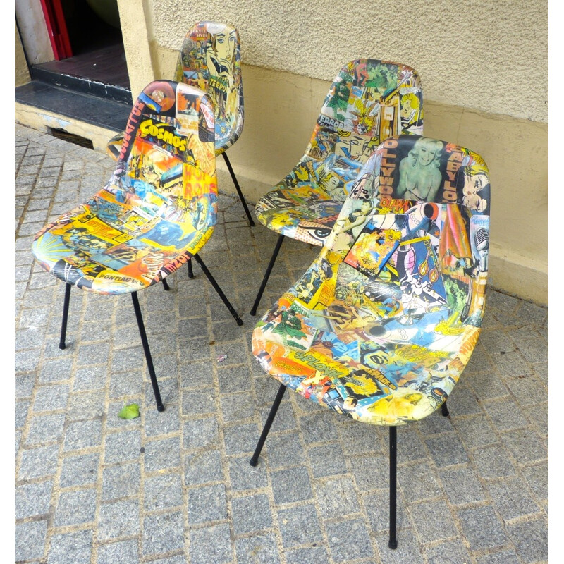 4 customised chairs, EAMES DSX - 1970s
