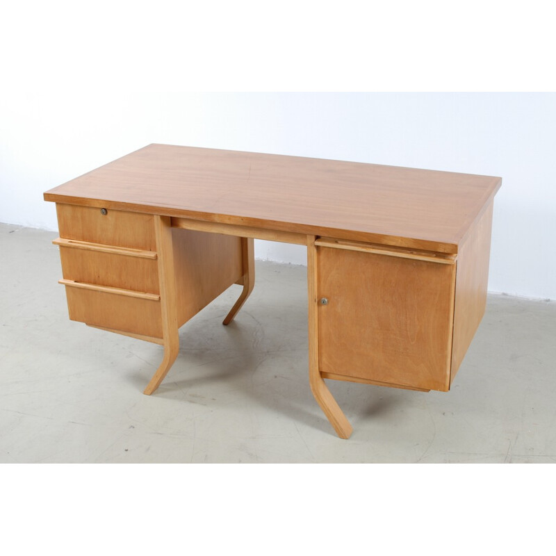 Vintage desk in birchwood, Cees BRAAKMAN - 1950s