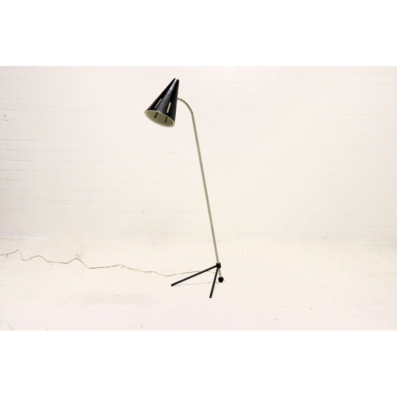Vintage floor Lamp with black shade by T. Busquet