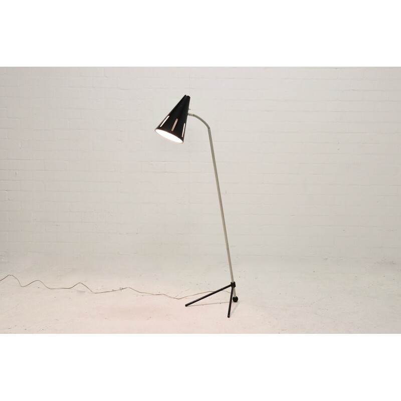 Vintage floor Lamp with black shade by T. Busquet