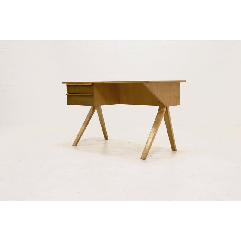 Vintage desk "EB02" in plywood by Cees Braakman for Pastoe