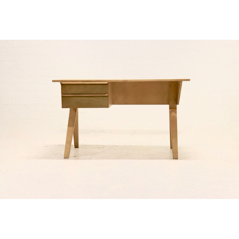 Vintage desk "EB02" in plywood by Cees Braakman for Pastoe