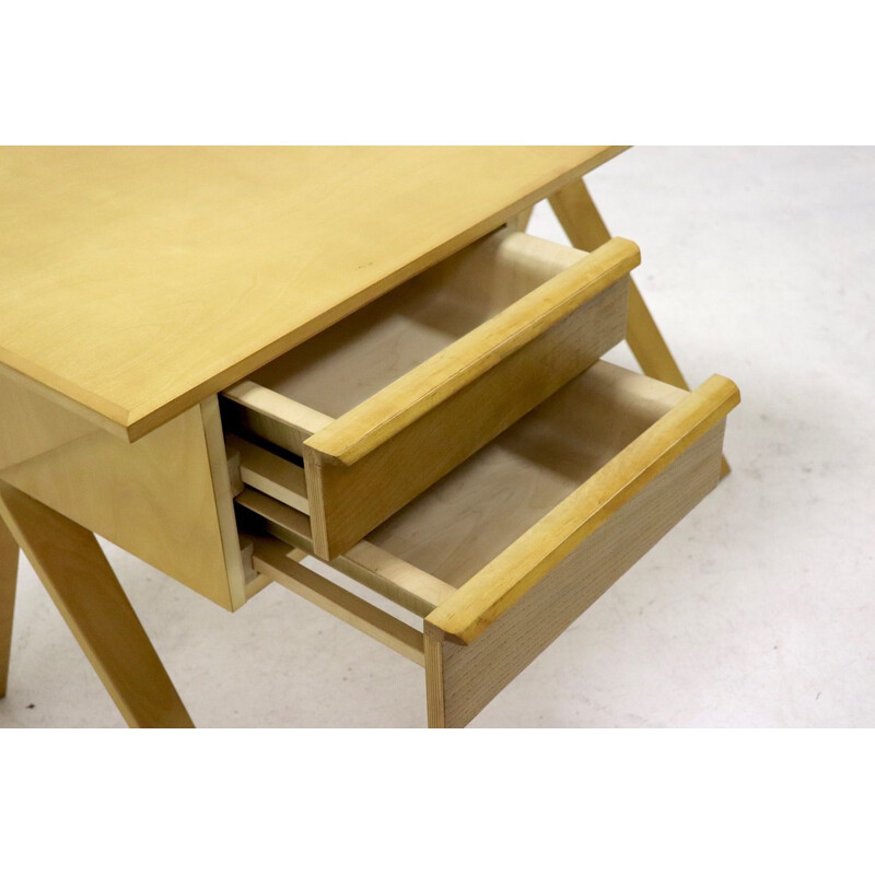 Vintage desk "EB02" in plywood by Cees Braakman for Pastoe