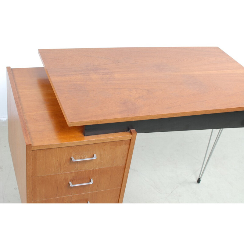 Vintage desk in teak and steel, Cees BRAAKMAN - 1960s