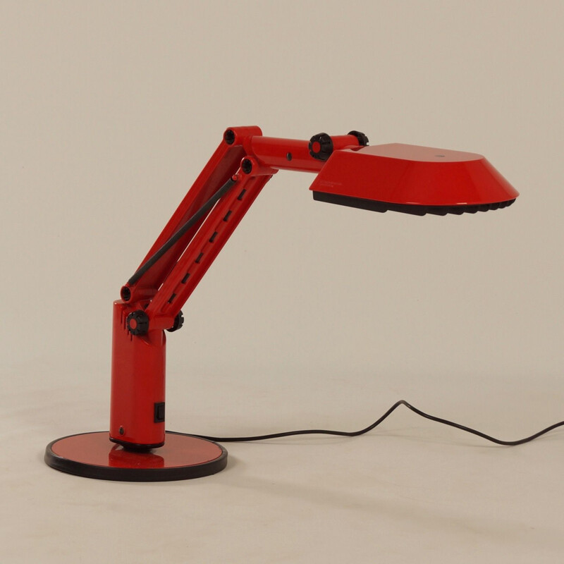 Vintage rode bureaulamp van Ahlstrom en Ehrich Design voor Fagerhults