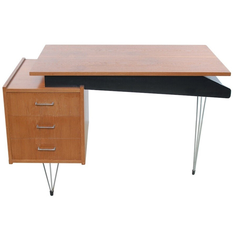 Vintage desk in teak and steel, Cees BRAAKMAN - 1960s