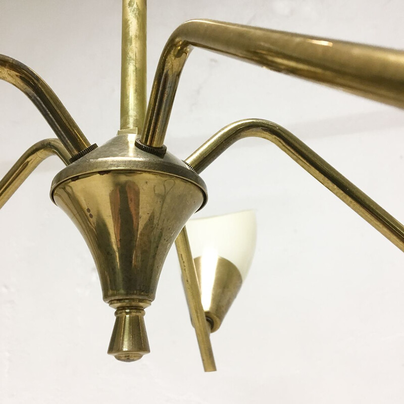 Vintage 5-branch pendant lamp in brass
