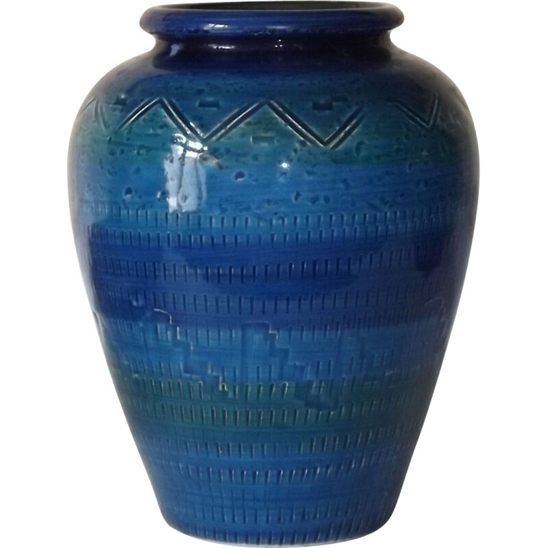 Vintage blue vase in ceramic by Londi for Bitossi 