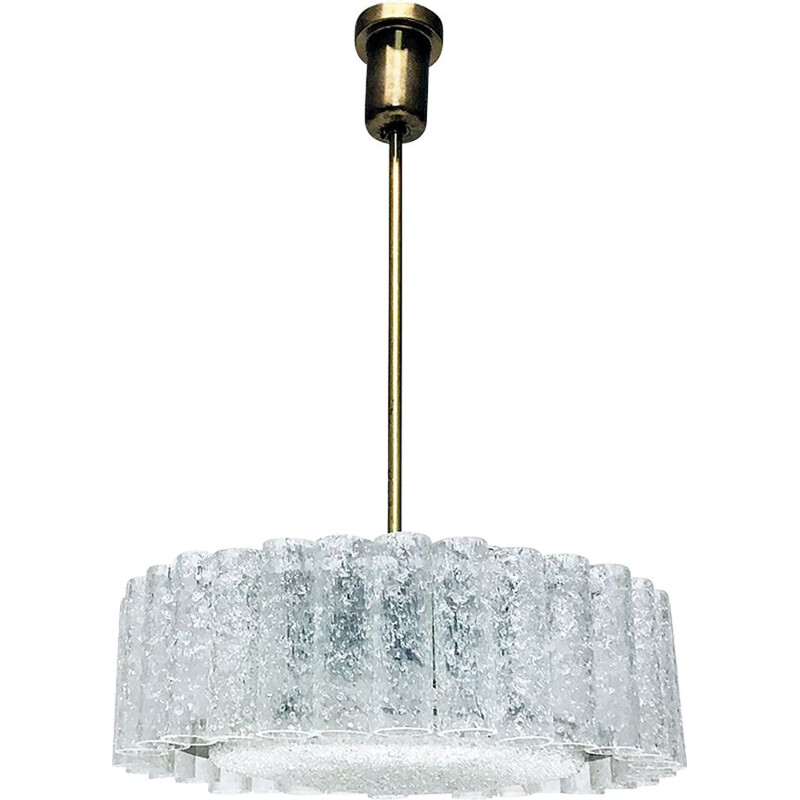 Vintage German chandelier in ice glass by Doria Leuchten