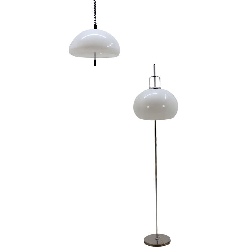 Vintage floor lamp with pendant lamp by Harvey Guzzini for Meblo, Italy 1970