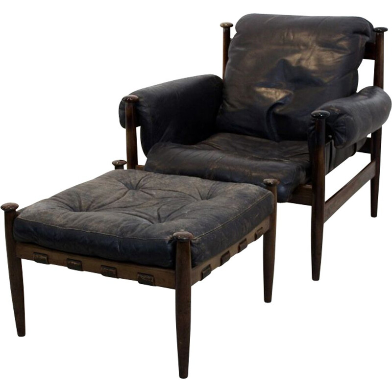 Vintage armchair and ottoman "Armiral" by Erik Merthen for Ire Möbler