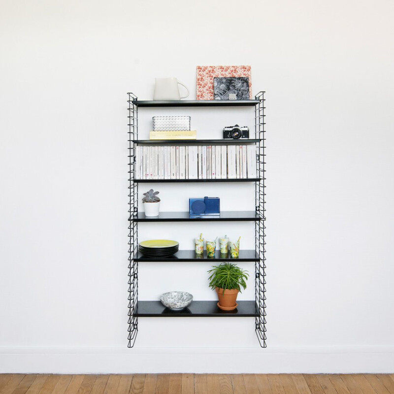 Modular shelves system Tomado in black metal by Adriaan Dekker