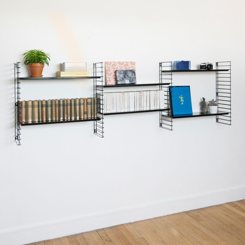 Modular shelves system Tomado in black metal by Adriaan Dekker