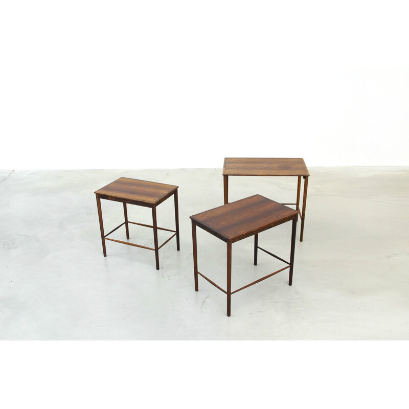 Set of 3 nesting tables in mahogany, Grete JALK - 1960s