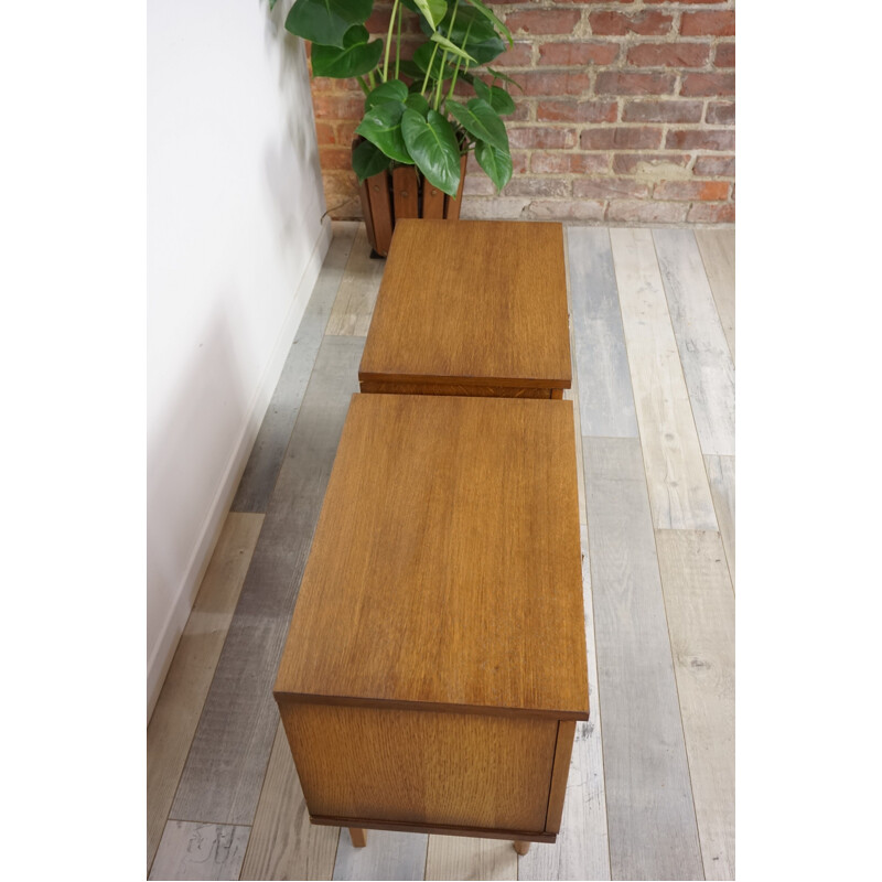 Suite de 2 tables de chevets vintage en bois et métal