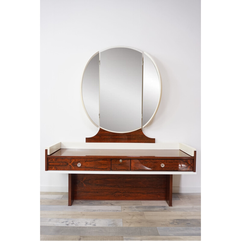 Vintage glossy dressing table in rosewood and lacquer