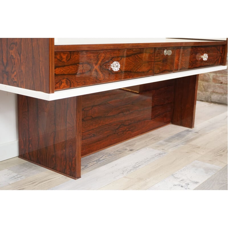 Vintage glossy dressing table in rosewood and lacquer