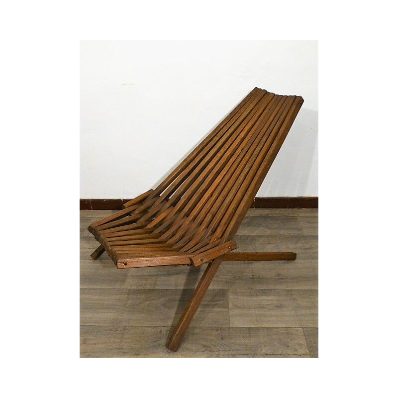 Vintage folding armchair in teak